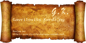 Gavrilovits Kerény névjegykártya